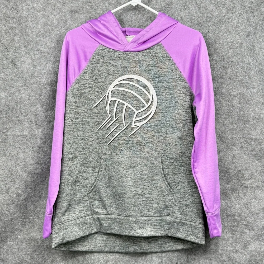 Girls Justice Volleyball Graphic Hoodie Gray & Purple Size‎ 18 Polyester